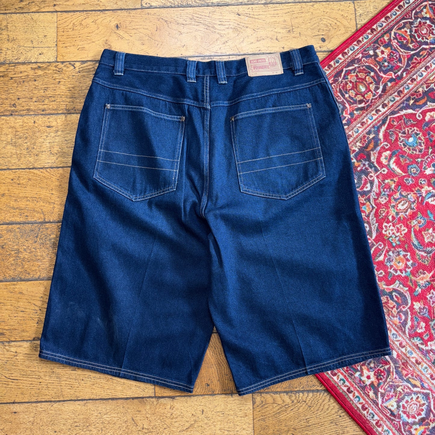 Vintage Ecko Unltd Blue Embroidered Y2K Hip Hop Baggy Jeans Shorts Jorts - 38