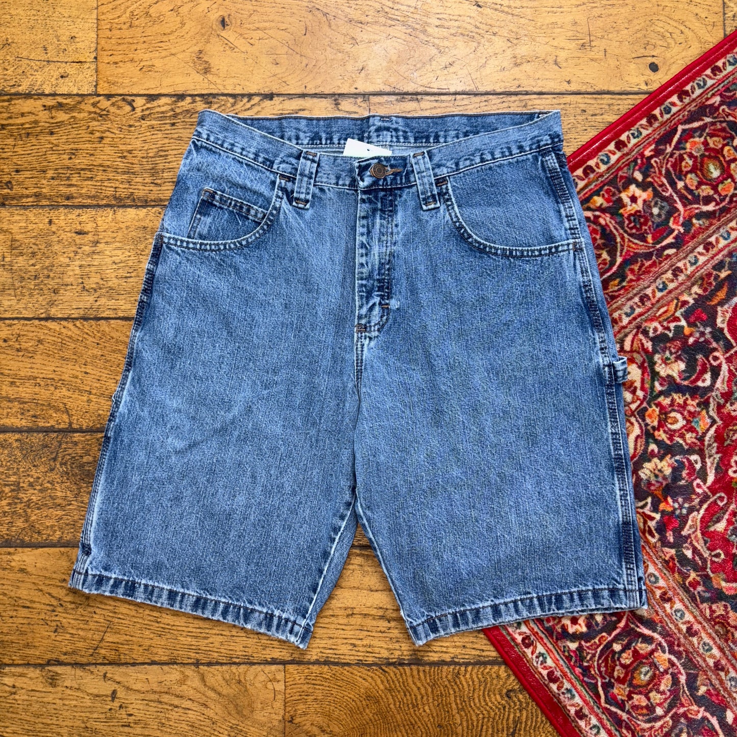 Vintage Wrangler Blue Carpenter Y2K Hip Hop Baggy Shorts Jorts - 32