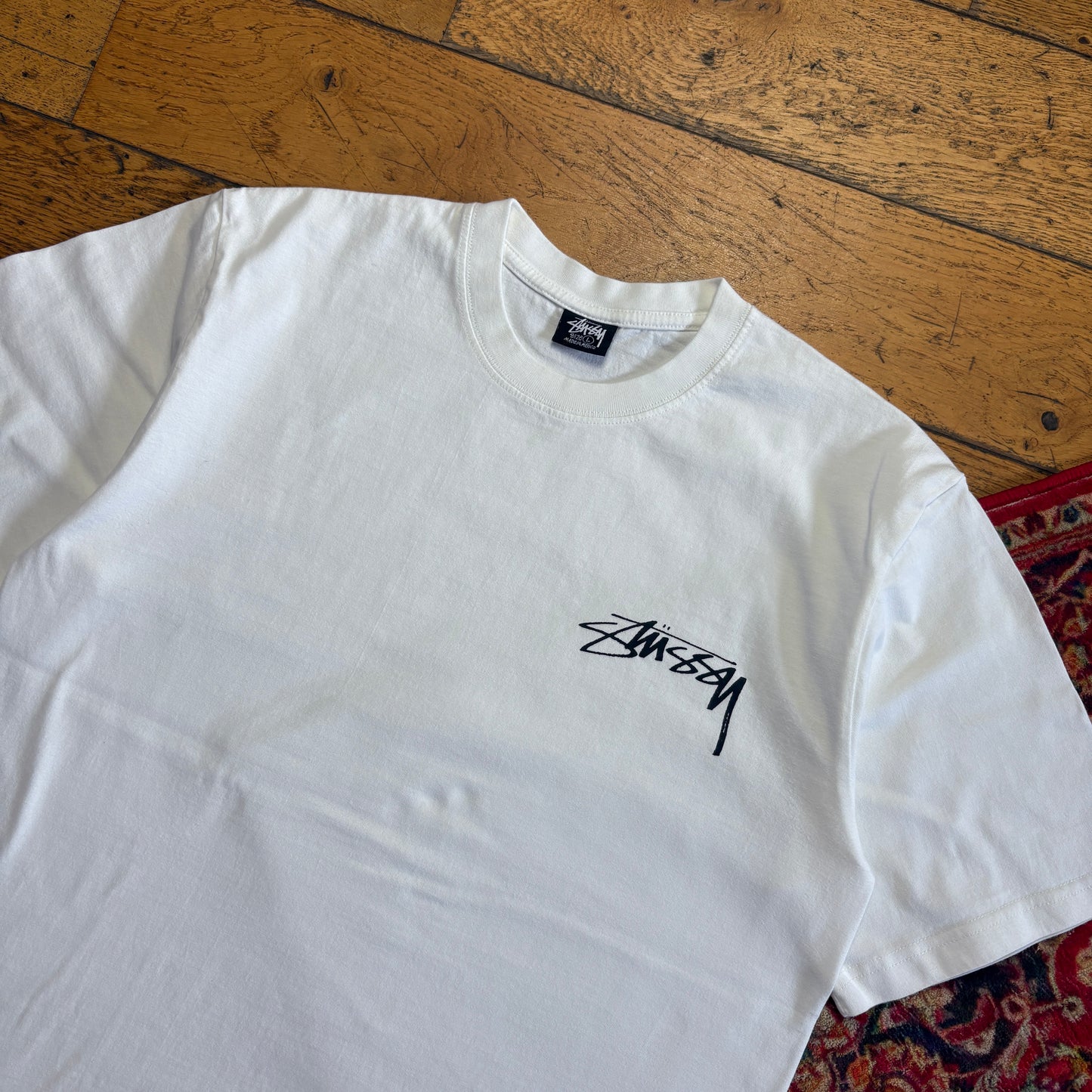 Vintage Stussy White Graphic T-Shirt - S