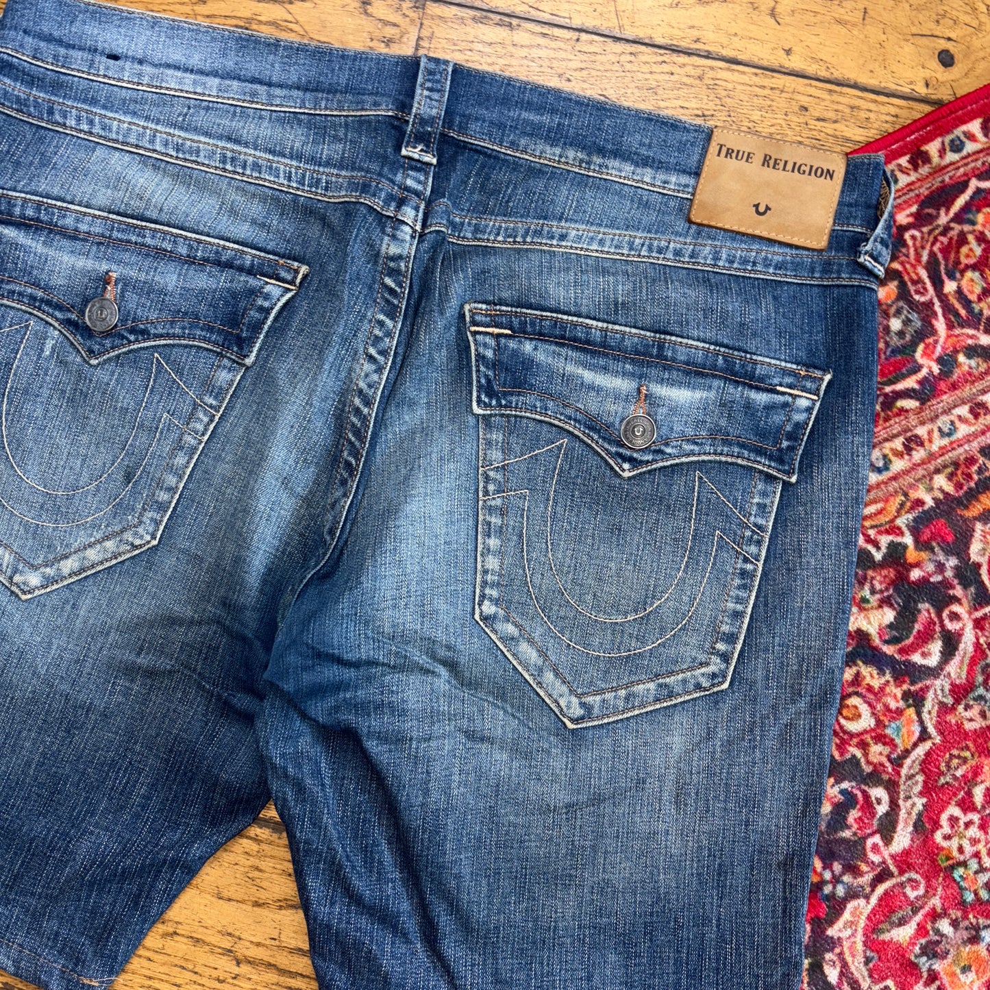 Vintage True Religion Blue Embroidered Y2K Shorts Jorts - 42