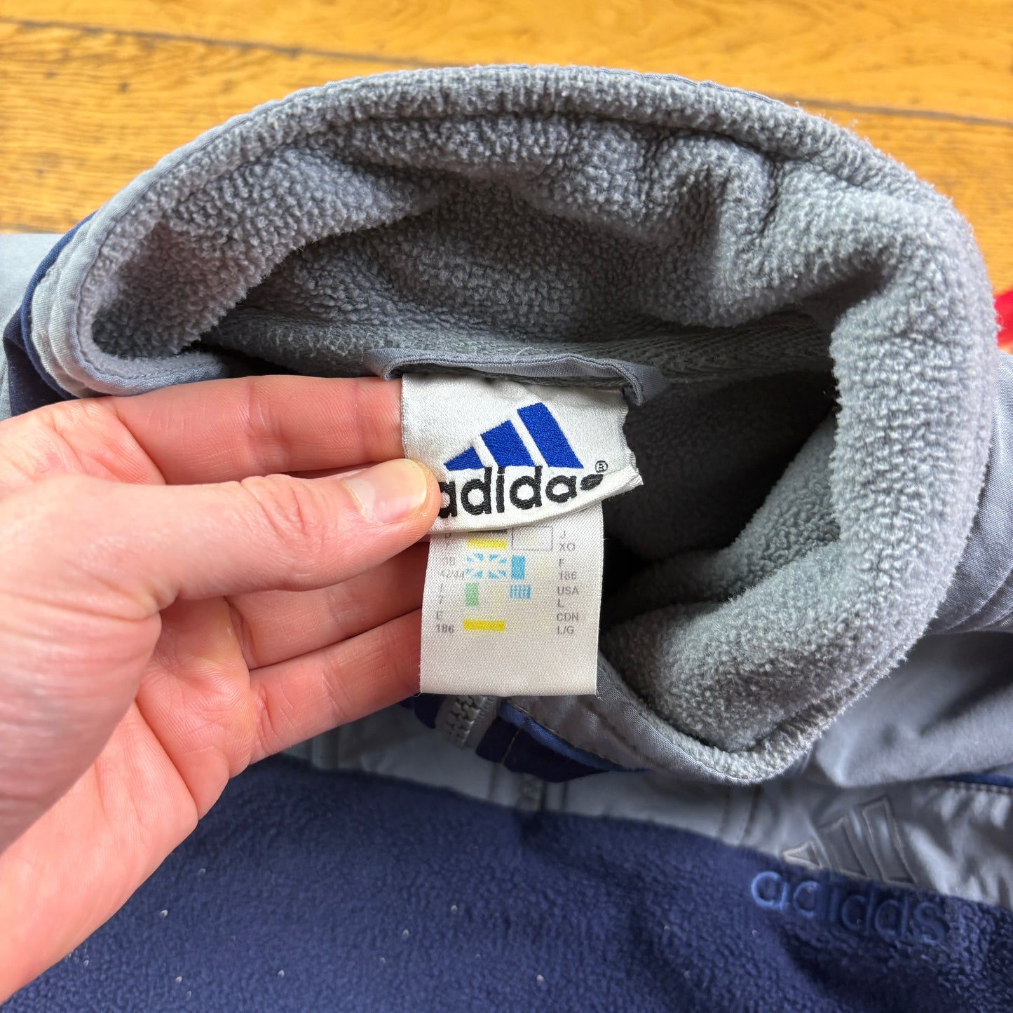 Vintage 90s Adidas Blue Fleece Embroidered Sweatshirt - L