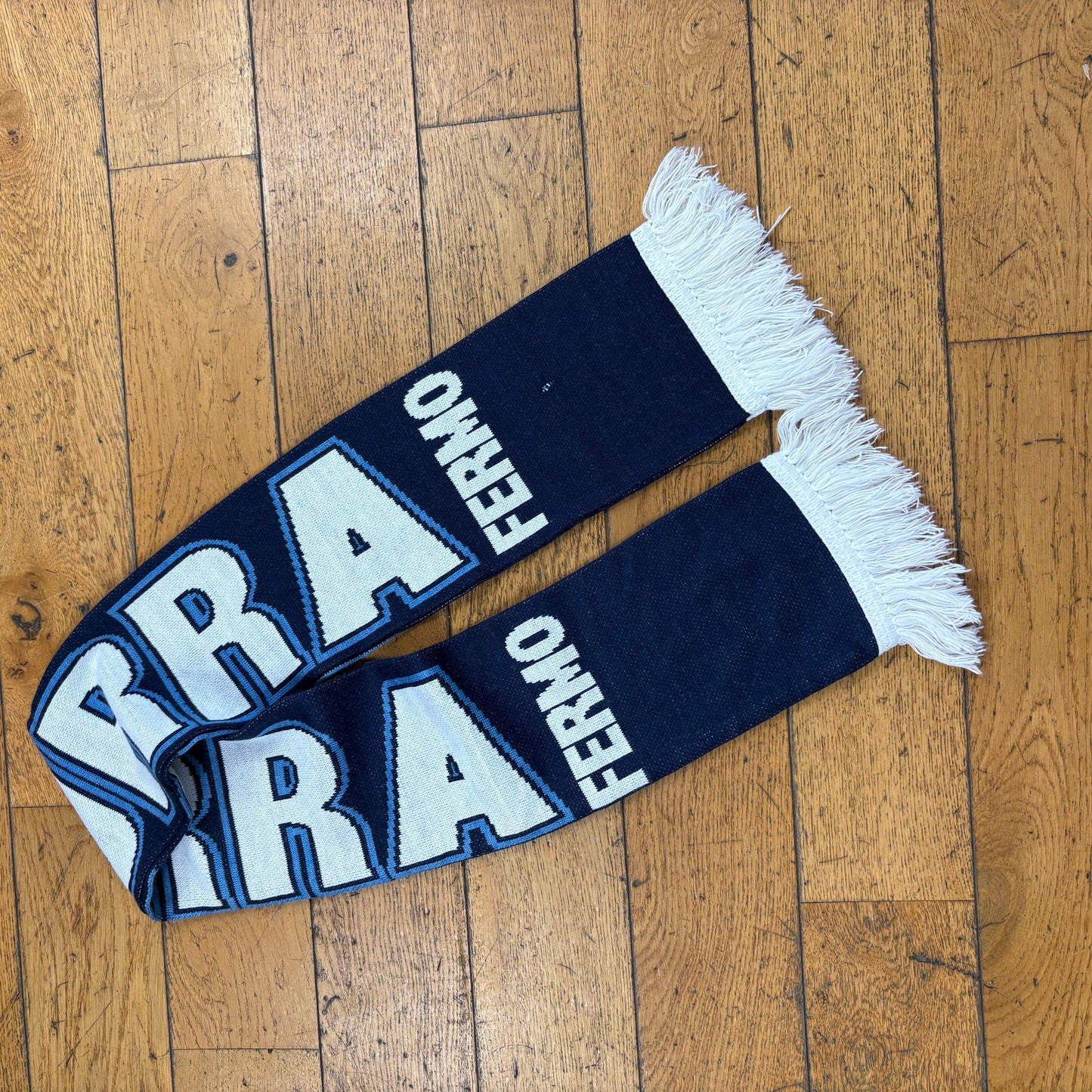 Vintage Azzurra Fermo Navy Blue Italian Scarf