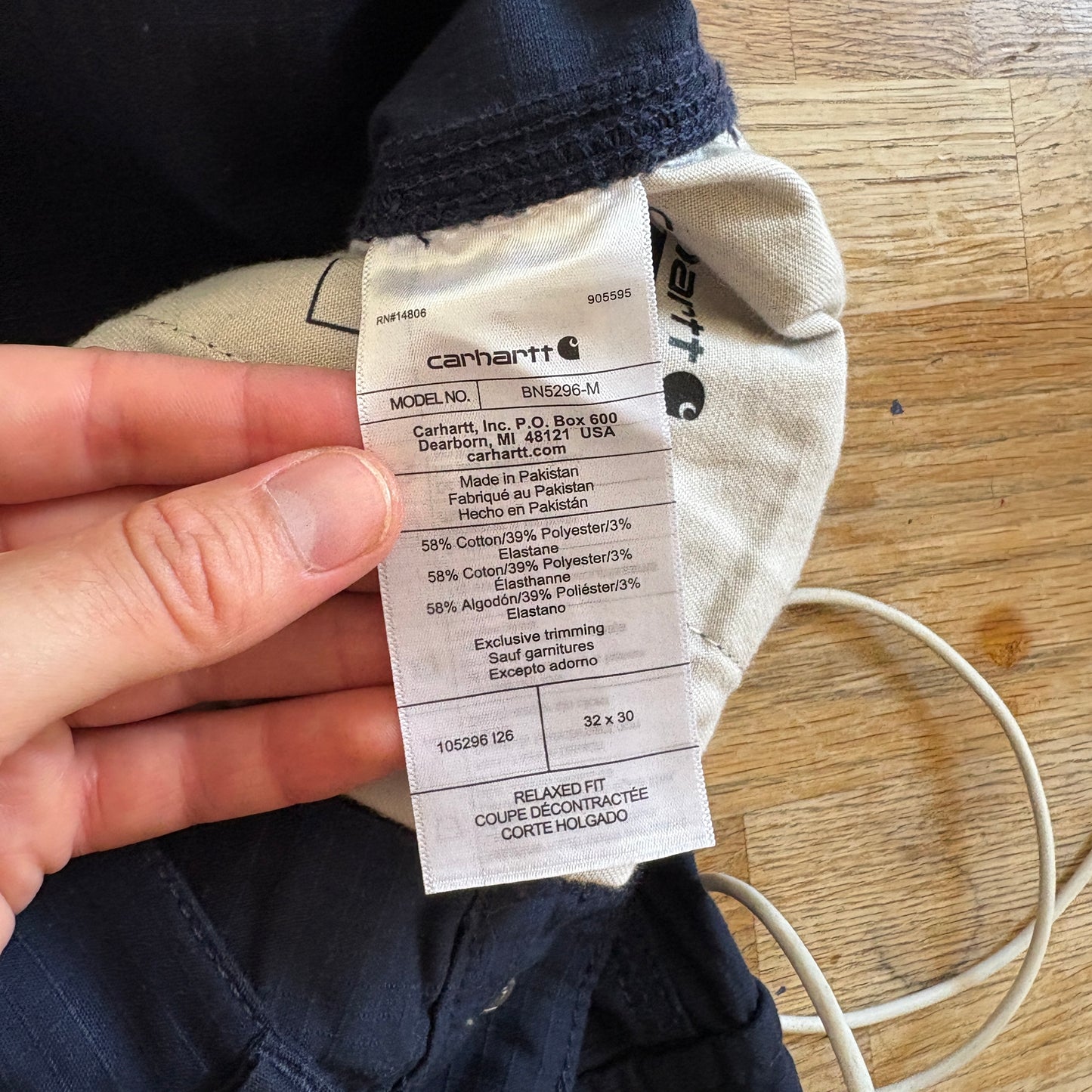 Vintage Carhartt Workwear Navy Cargo Carpenter Baggy Trousers - 32S