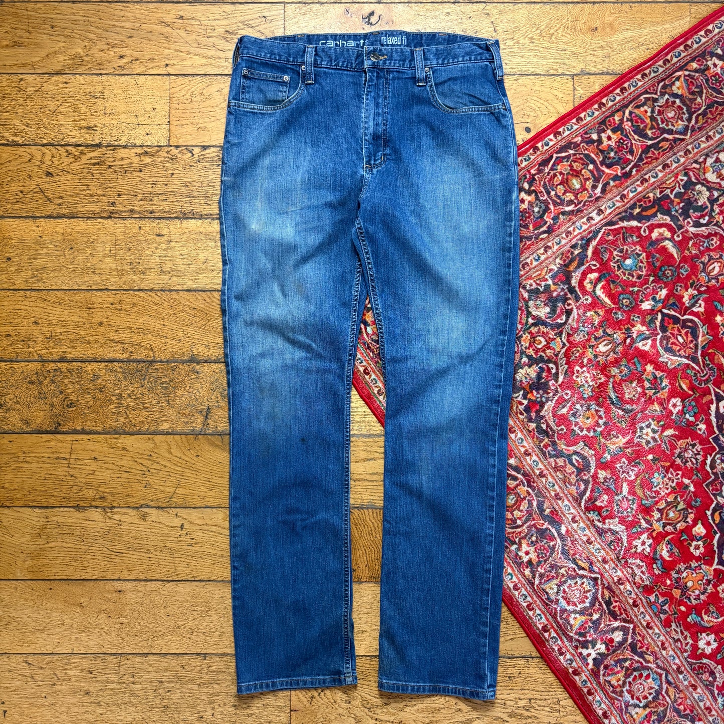 Vintage Carhartt Workwear Carpenter Straight Blue Jeans - 36L