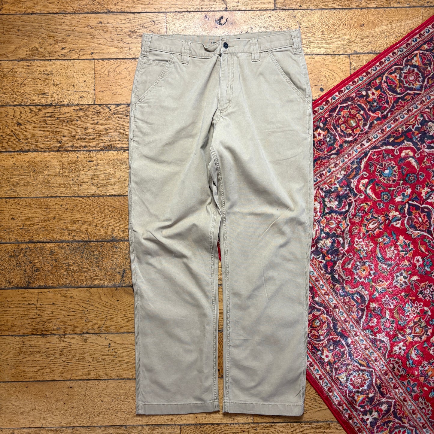 Vintage Carhartt Workwear Carpenter Baggy Cream Trousers - 34R