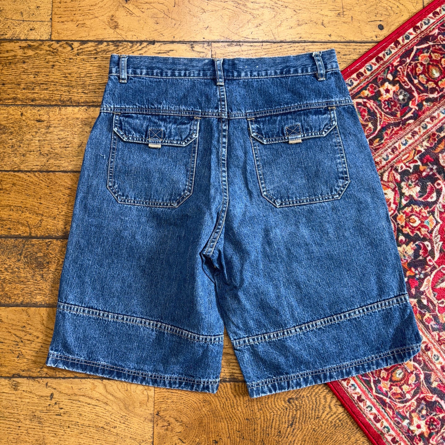 Vintage Sonoma Blue Embroidered Y2K Hip Hop Baggy Jeans Shorts Jorts - 34