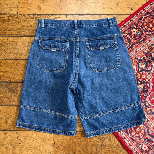 Vintage Sonoma Blue Embroidered Y2K Hip Hop Baggy Jeans Shorts Jorts - 34