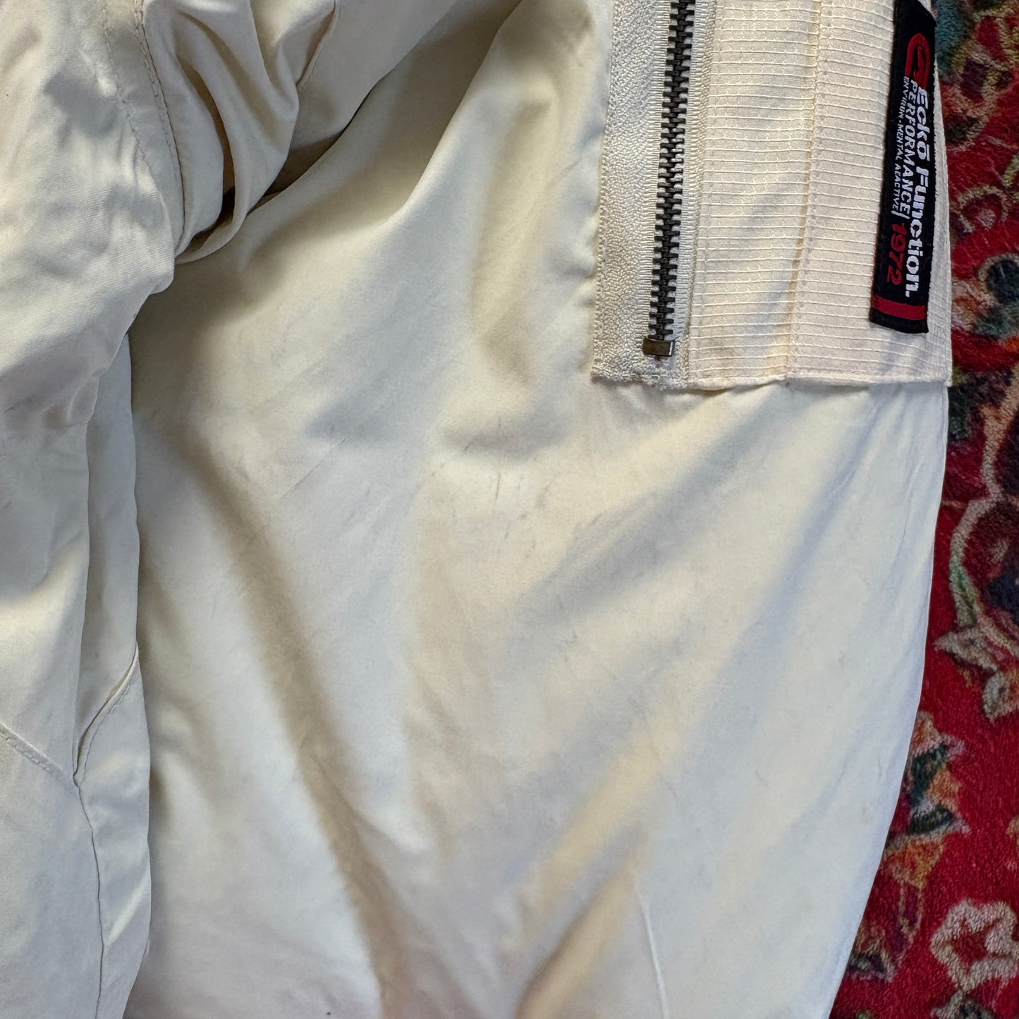 Vintage Ecko Unltd Cream Fur Hood Bomber Aviator Jacket - XL