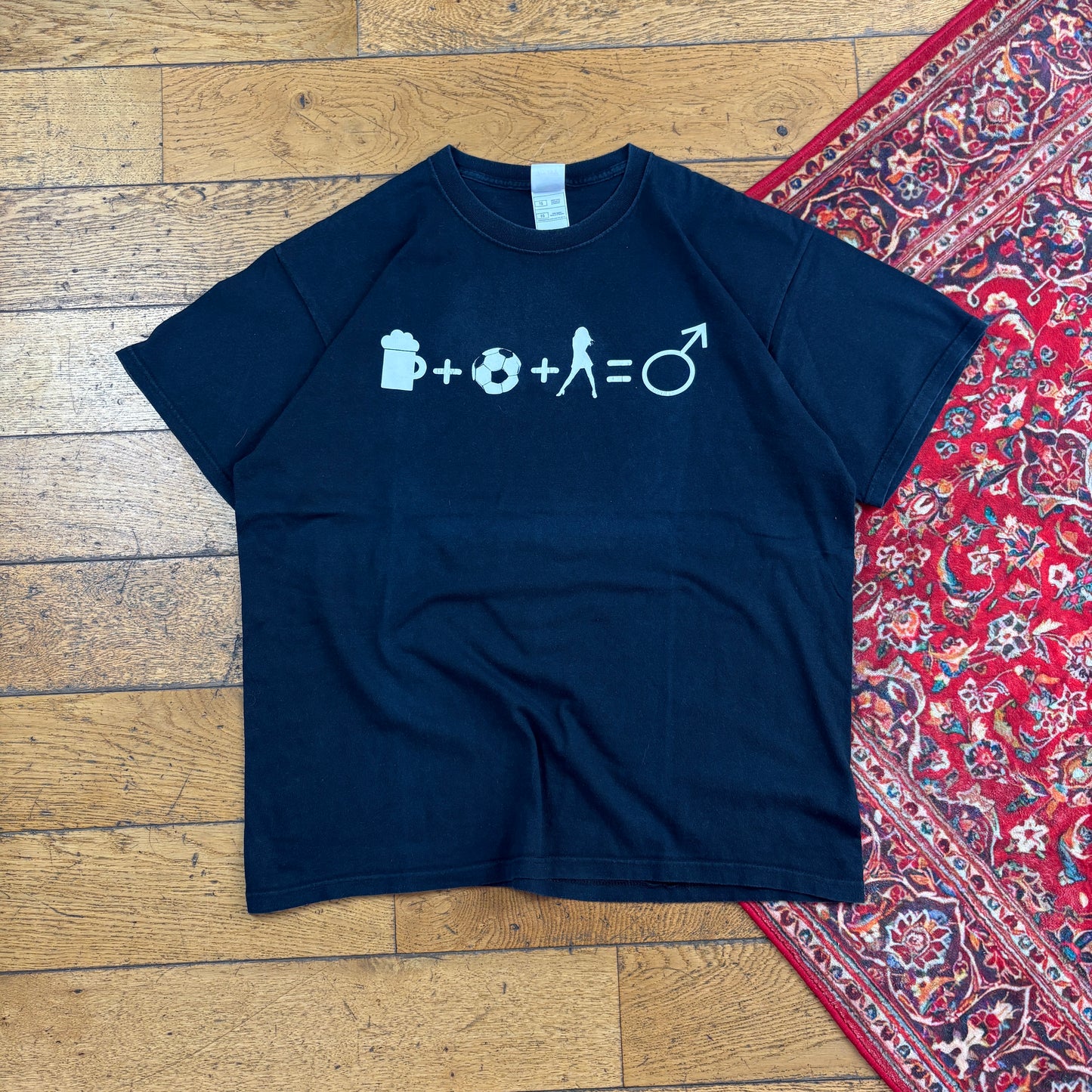 Vintage Funny Black Graphic T-Shirt - XL