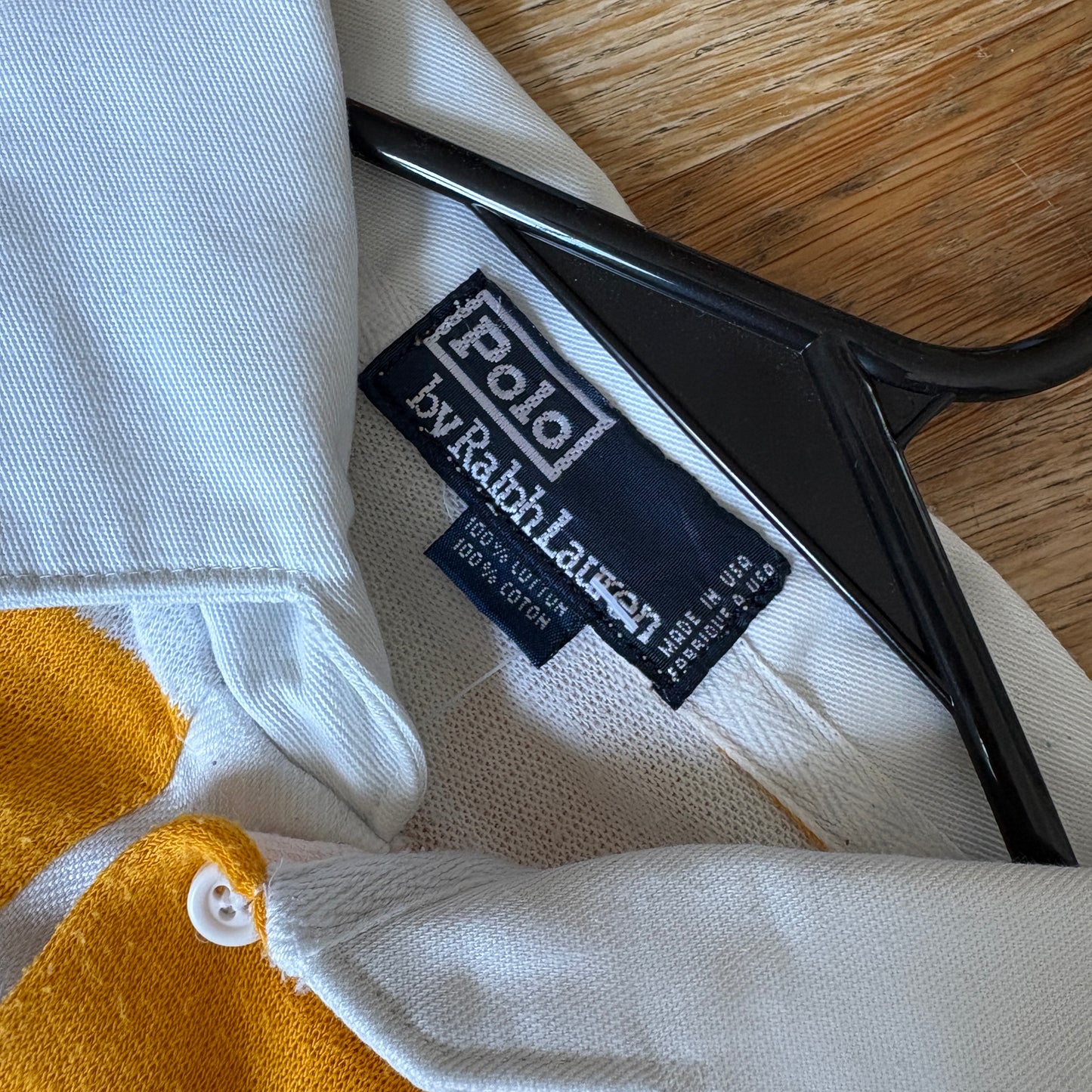 Vintage Ralph Lauren Yellow White Stripe Rugby Polo Shirt - XS
