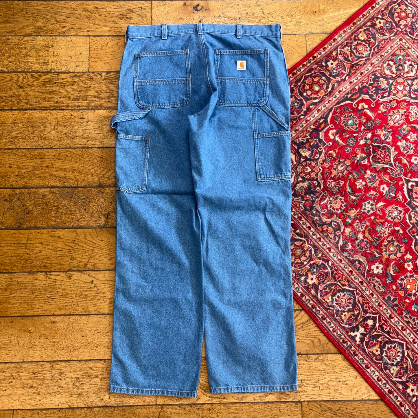 New Carhartt Double Knee Carpenter Baggy Blue Jeans - 38R