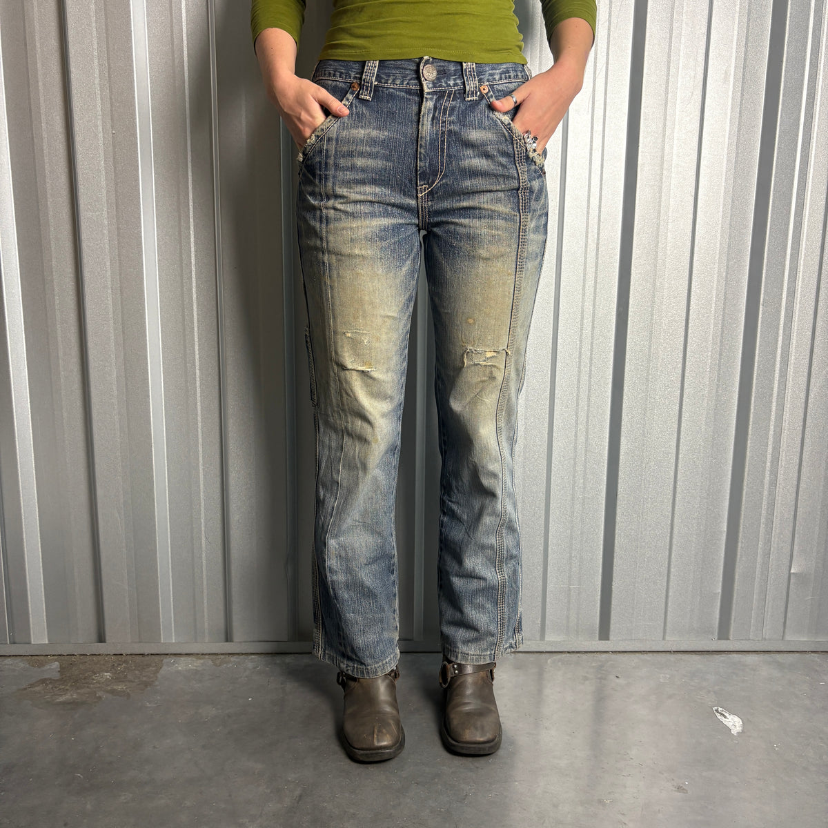 Big Train Embroidered Blue Japanese Denim Hip Hop Y2K Baggy Jeans - 28S