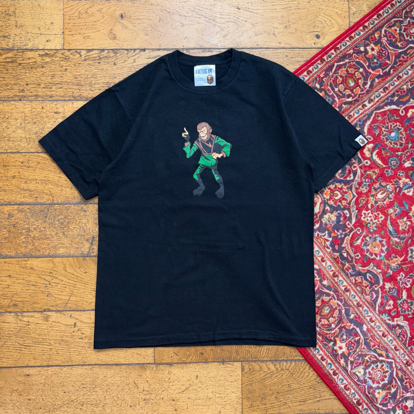 Vintage BAPE Bathing Ape Black Graphic T-Shirt - S