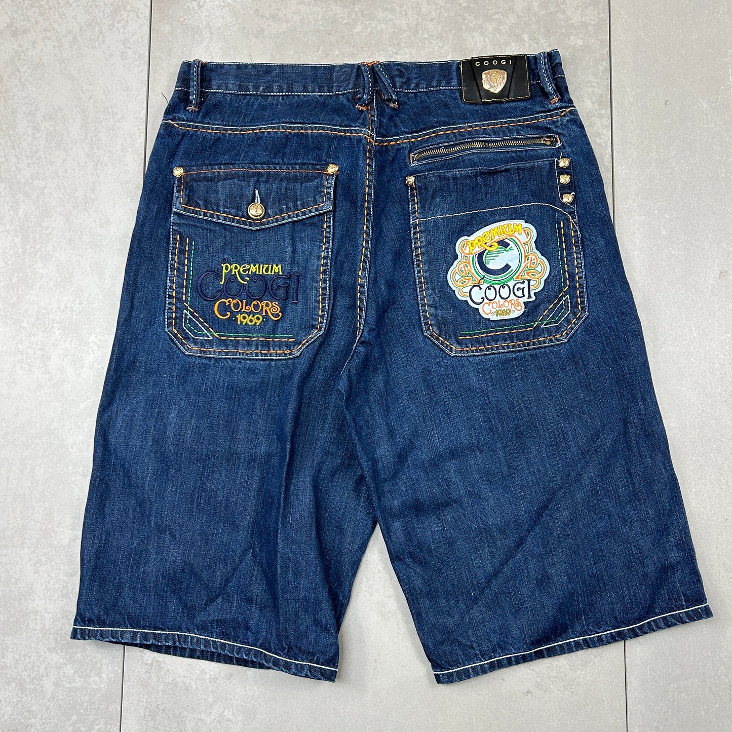 Vintage Coogi Embroidered Hip Hop Baggy Blue Shorts Jorts - 40