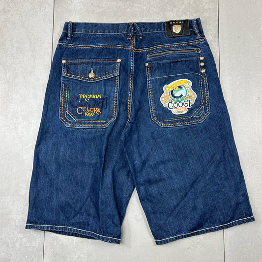 Vintage Coogi Embroidered Hip Hop Baggy Blue Shorts Jorts - 40