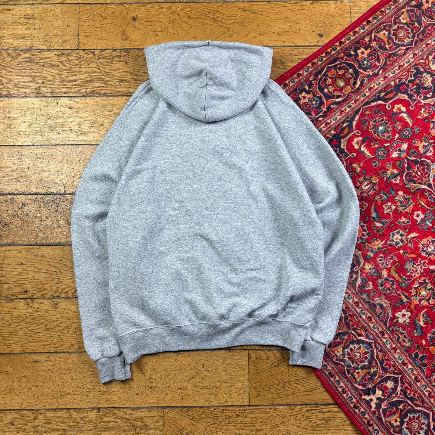 Vintage Champion USA College Grey Embroidered Hoodie Sweatshirt - S