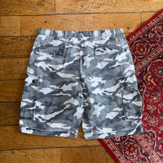 Vintage Carhartt Workwear Camo Baggy Carpenter Grey Shorts - 40