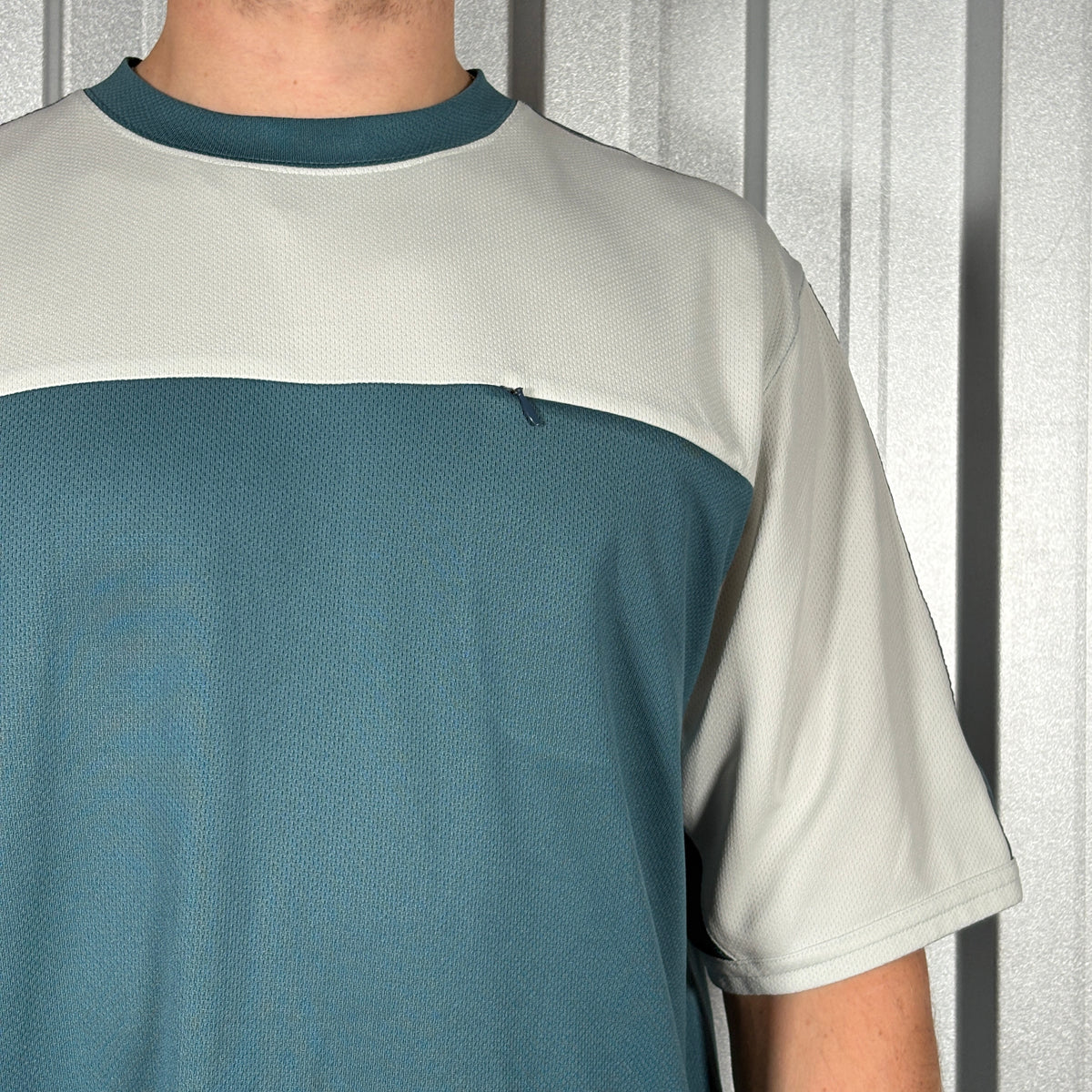 Oakley 00s Blue Grey Two Tone Technical T Shirt - XL