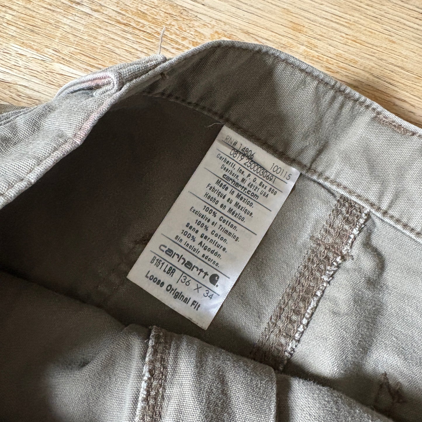 Vintage Carhartt Brown Grey Workwear Carpenter Baggy Trousers - 36L