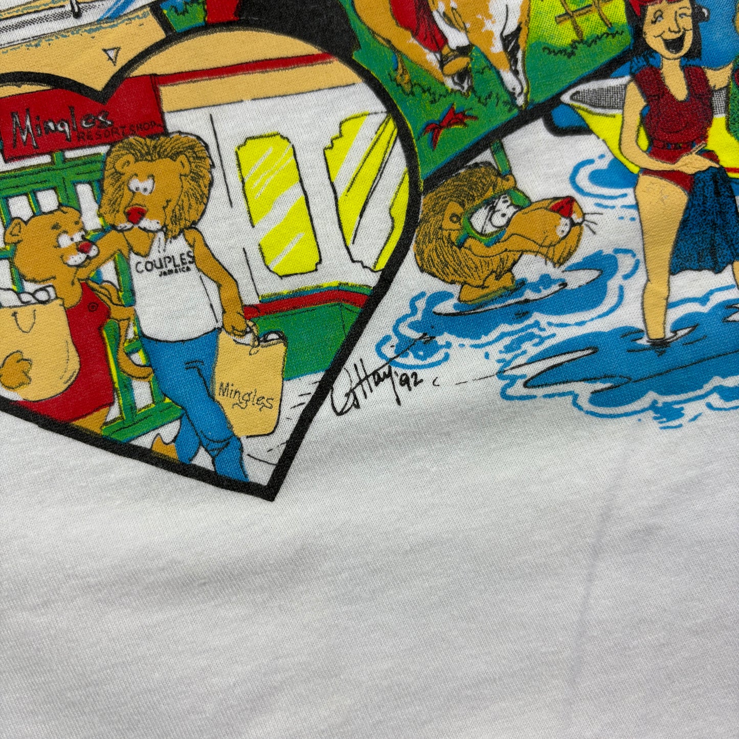 Vintage 1992 Funny Couples White Single Stitch Graphic T-Shirt - S