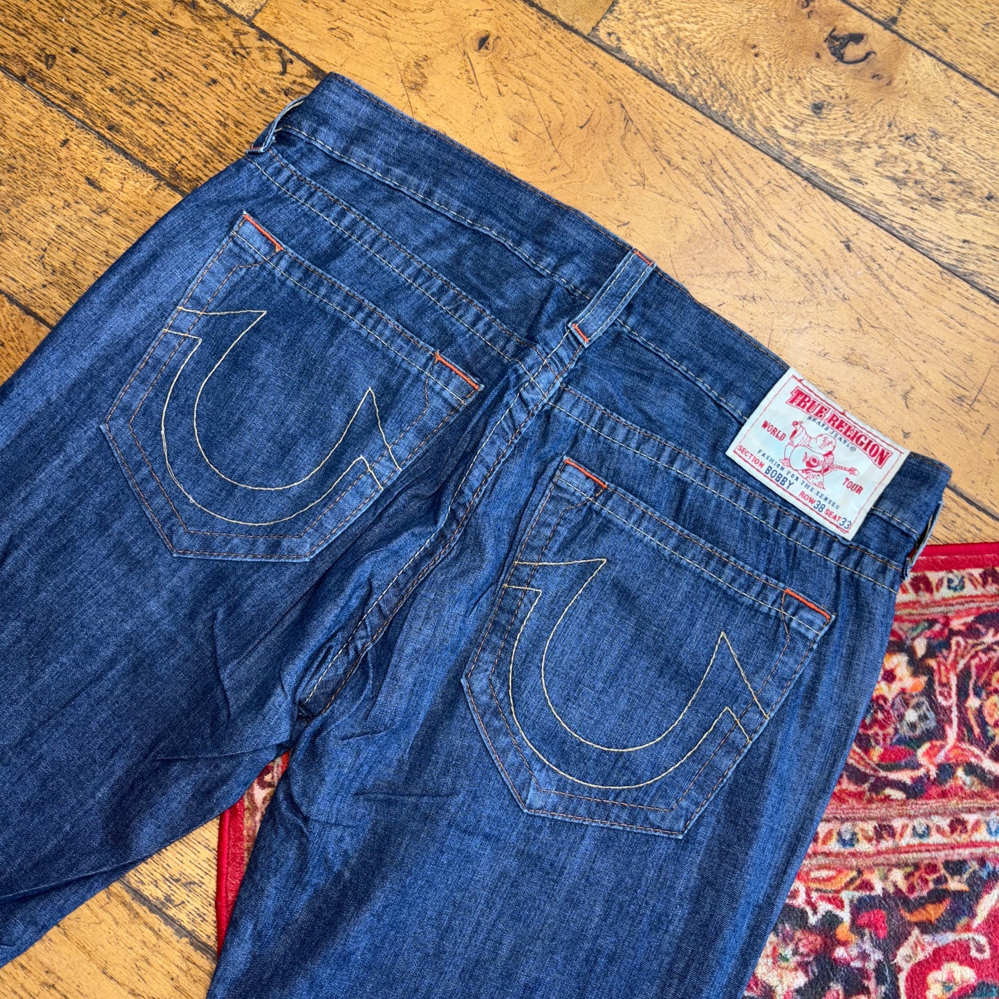 Vintage True Religion Blue Embroidered Y2K Shorts Jorts - 38