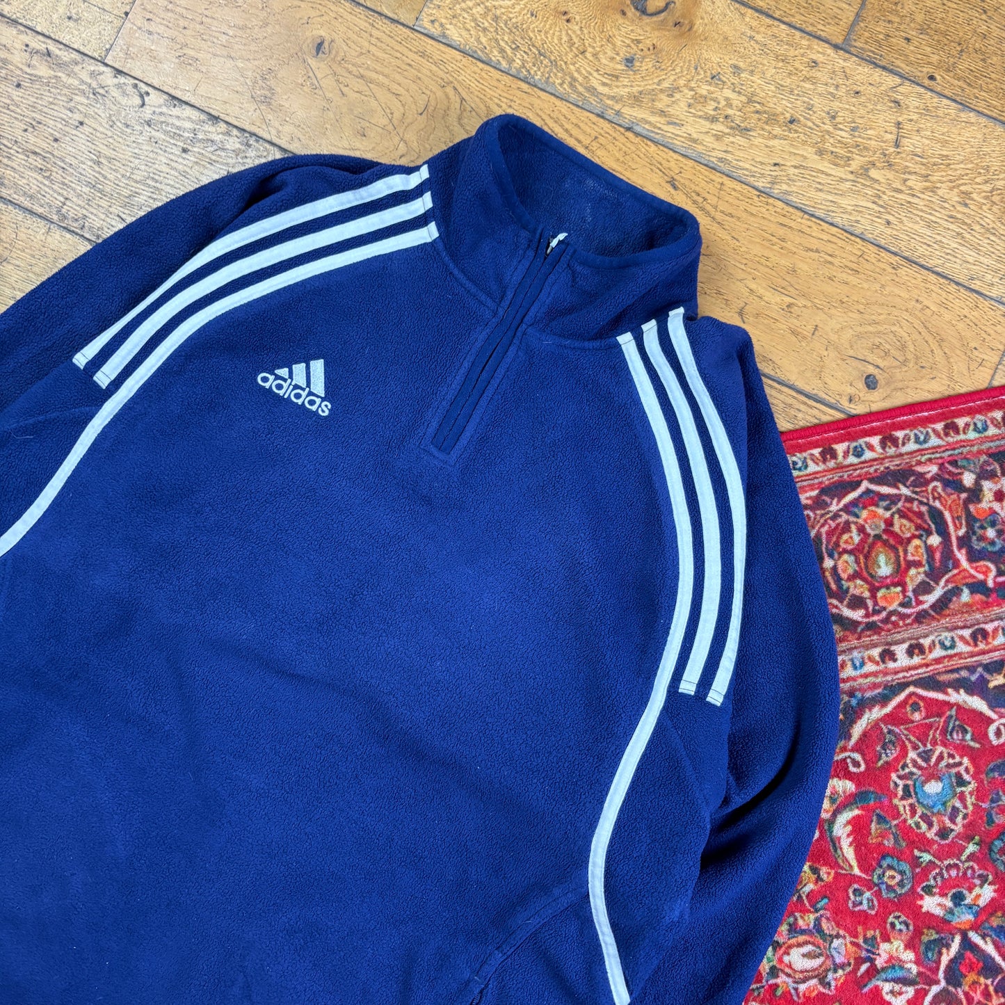 Vintage 90s Adidas Navy Fleece Embroidered Sweatshirt - L
