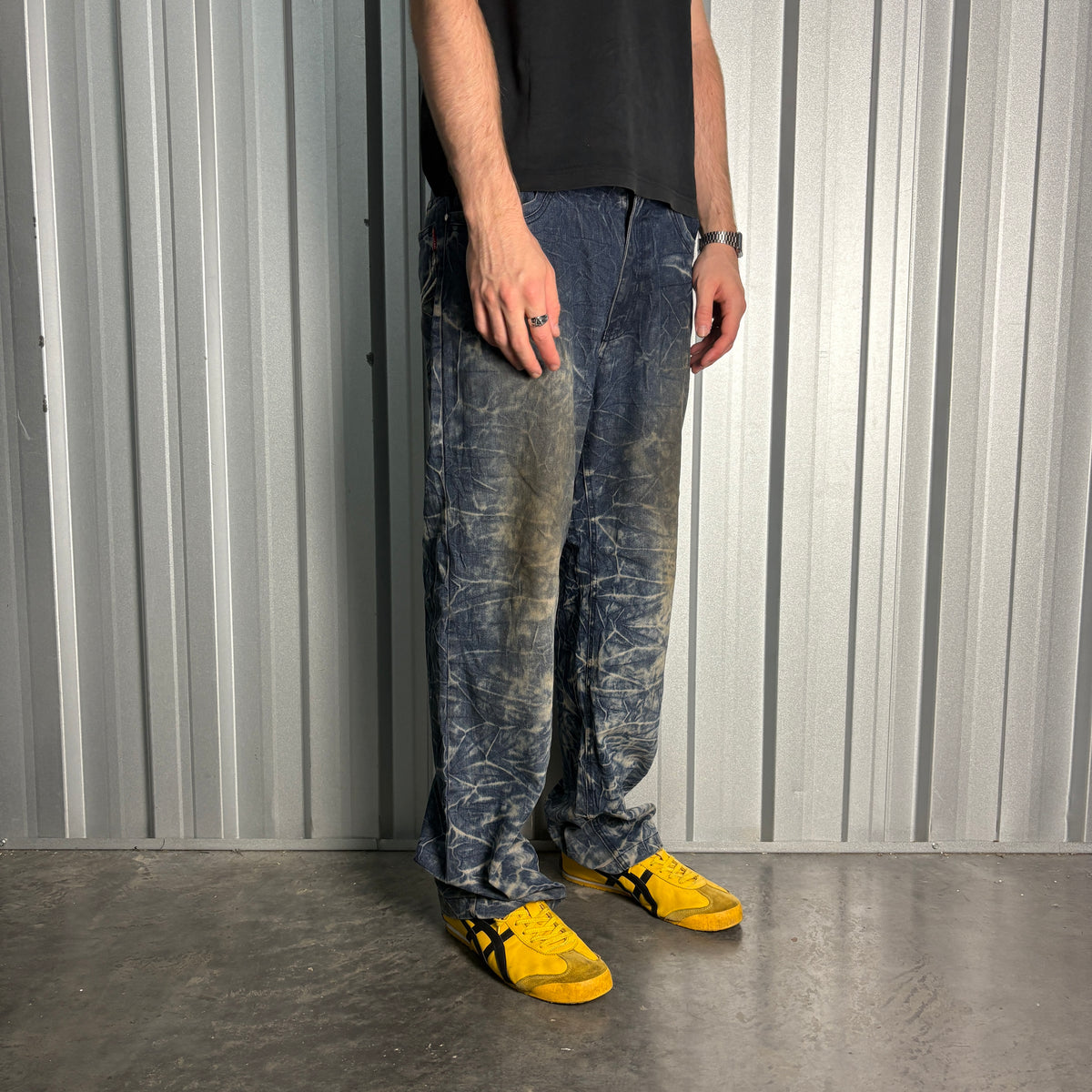 Embroidered Blue Japanese Denim Hip Hop Y2K Baggy Jeans - 36S
