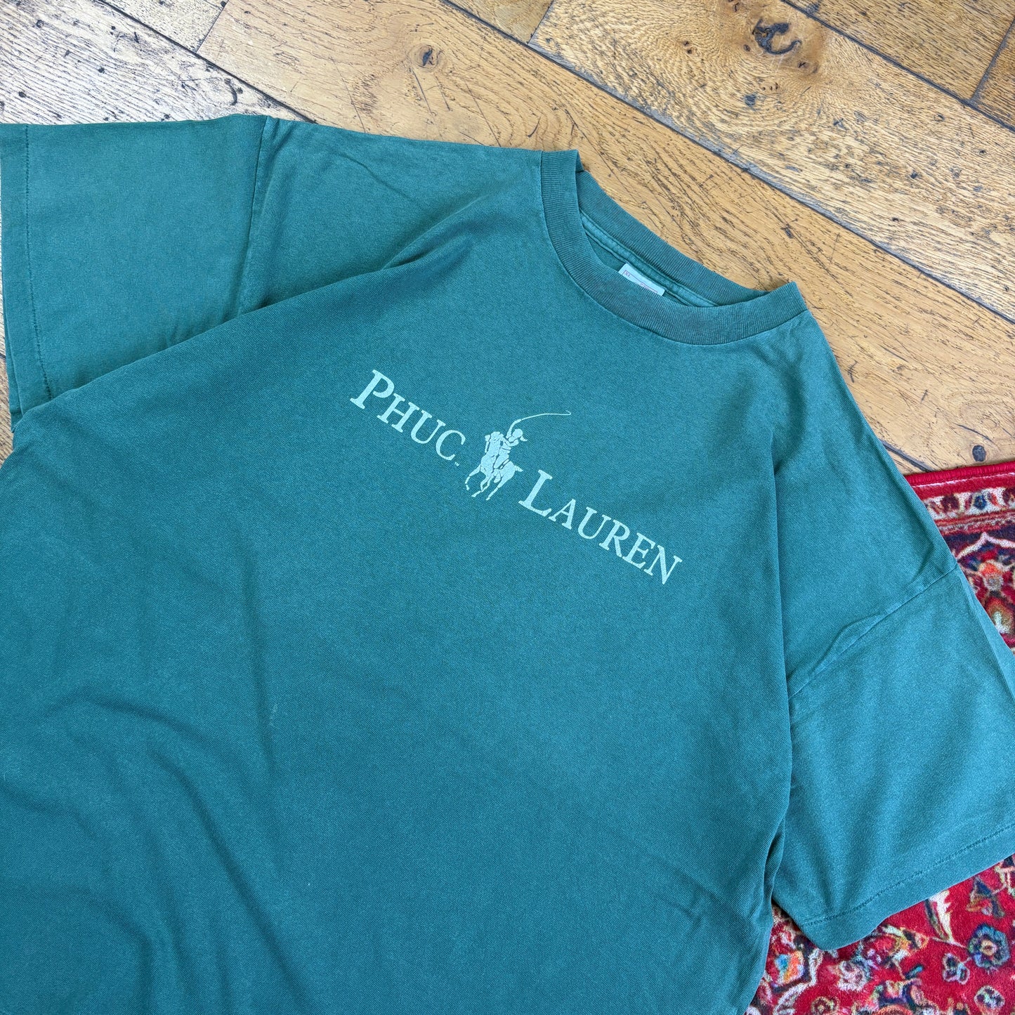 Vintage 90s Phuc Lauren Ralph Funny Green Single Stitch Graphic T-Shirt - XL