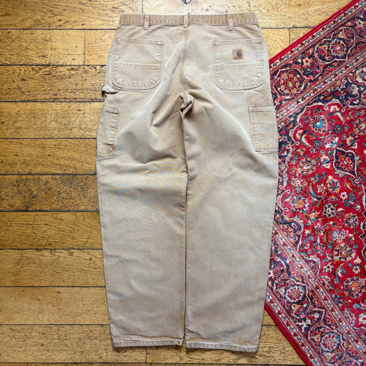 Vintage Carhartt Workwear Carpenter Brown Baggy Trousers - 38L