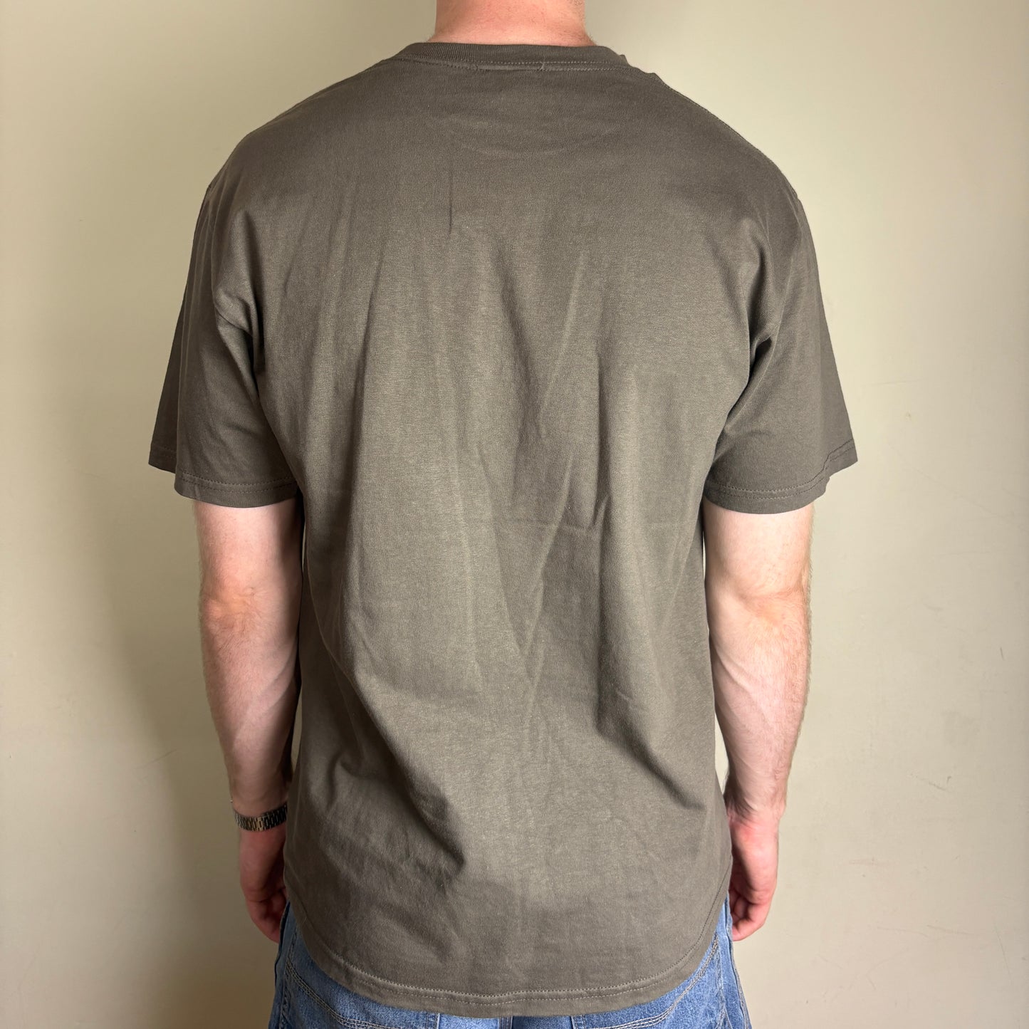 Vintage Stussy Khaki Green Brown Graphic T-Shirt - M