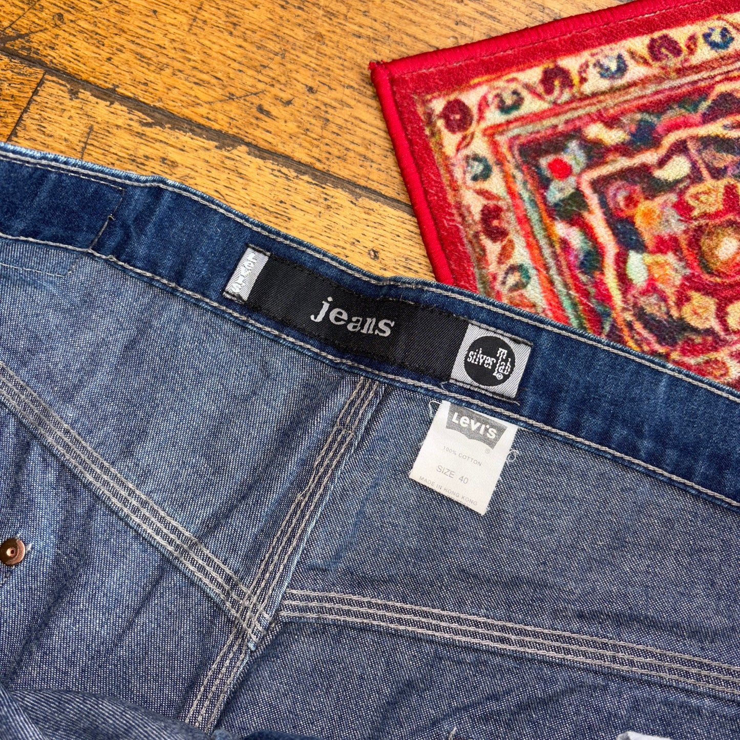 Vintage Levis Silver Tab Blue Cargo Y2K Hip Hop Baggy Jeans Shorts Jorts - 42