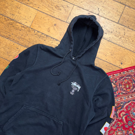 Vintage Stussy Black Hoodie Sweatshirt - L