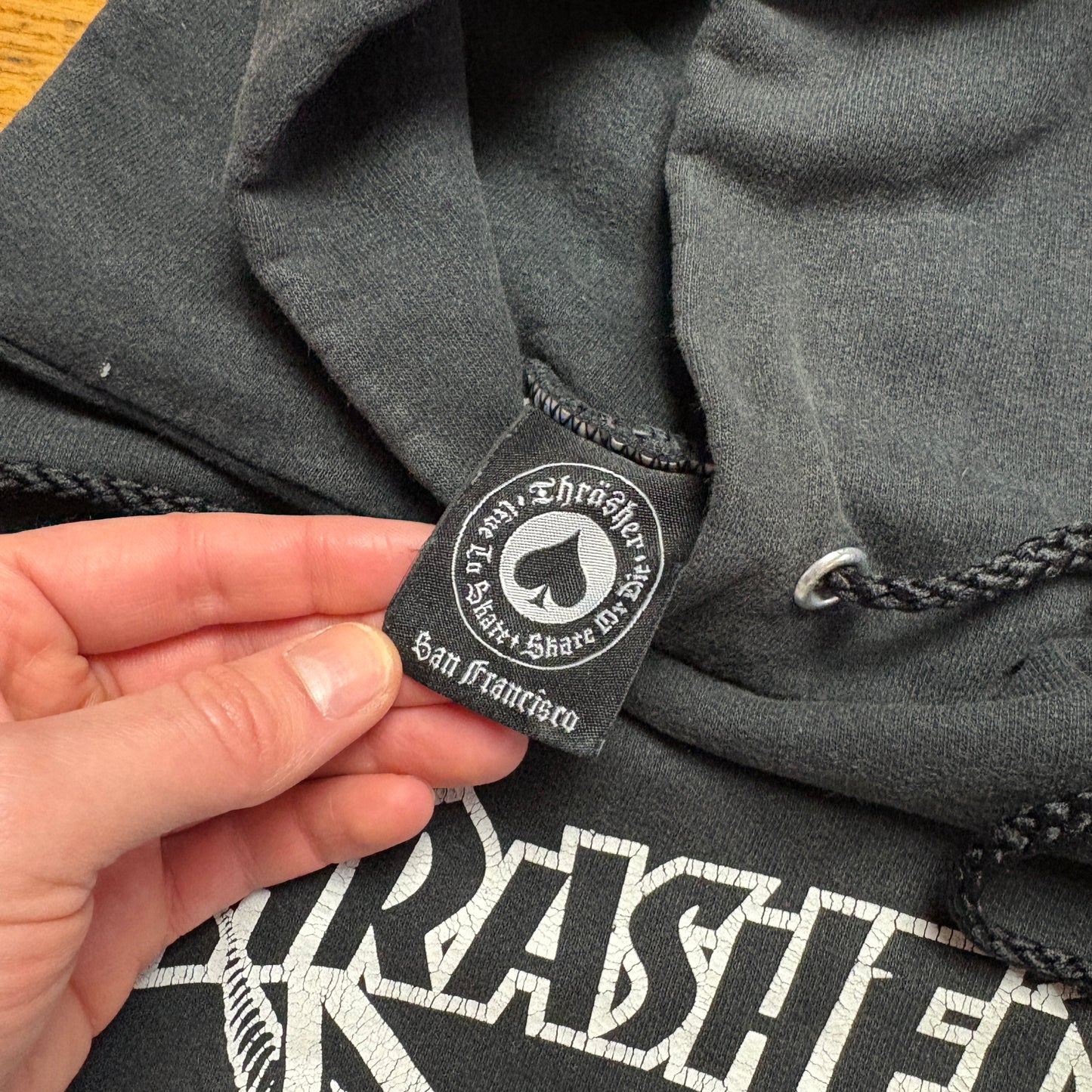 Vintage Thrasher Black Skate Hoodie Sweatshirt - L