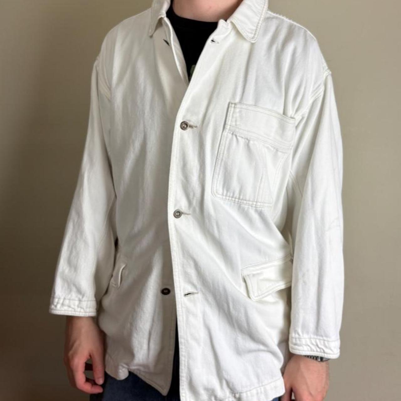 Vintage White Workwear Chore Utility Jacket - XL