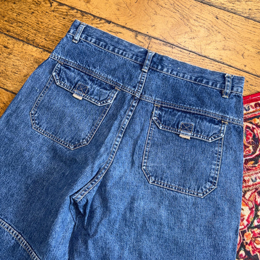 Vintage Sonoma Blue Embroidered Y2K Hip Hop Baggy Jeans Shorts Jorts - 34