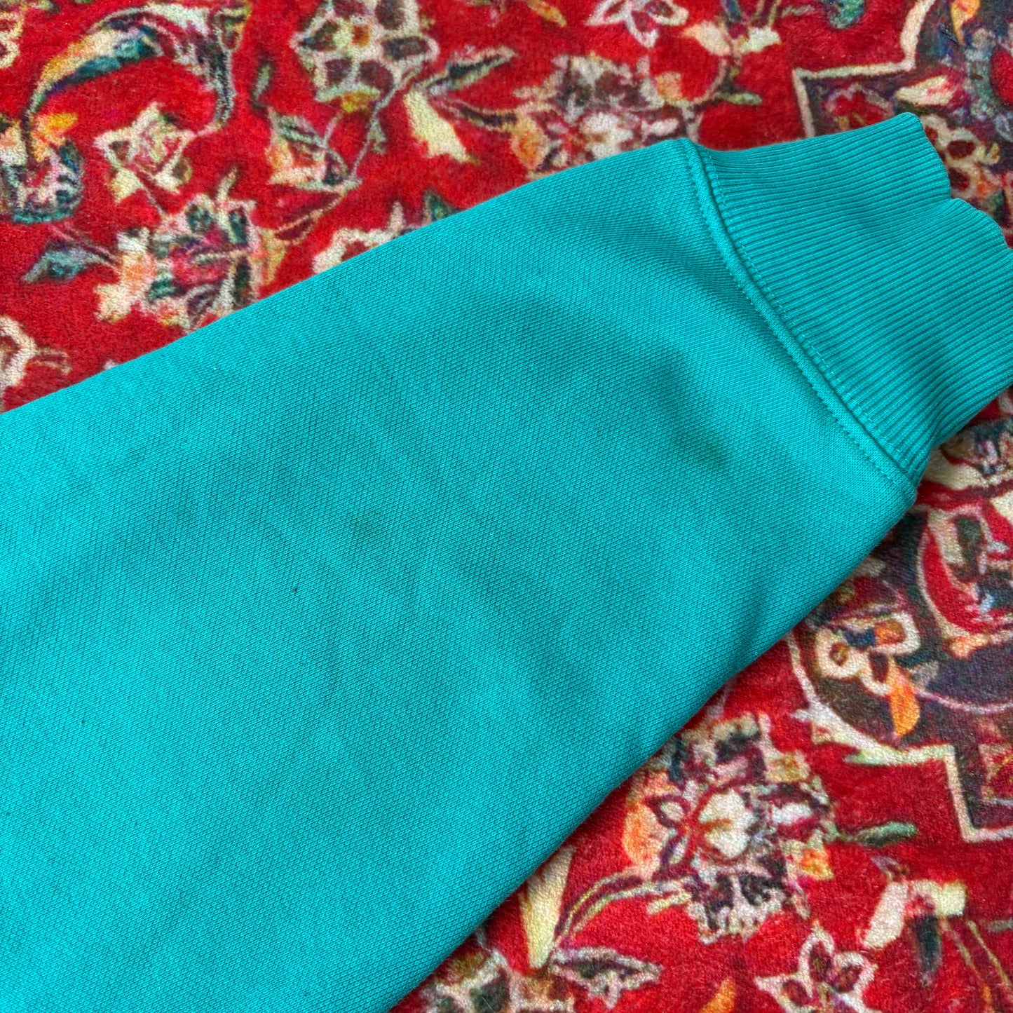 Vintage Blue Green Carhartt WIP Embroidered Hoodie Sweatshirt - L