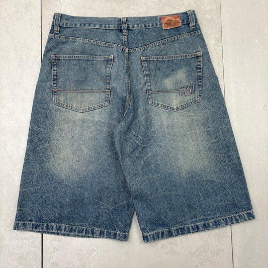 Vintage Mecca Embroidered Blue Hip Hop Baggy Shorts Jorts - 38
