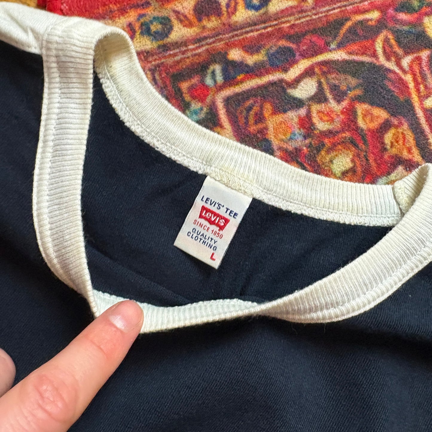 Vintage Levis California Navy Ringer Graphic T-Shirt - S