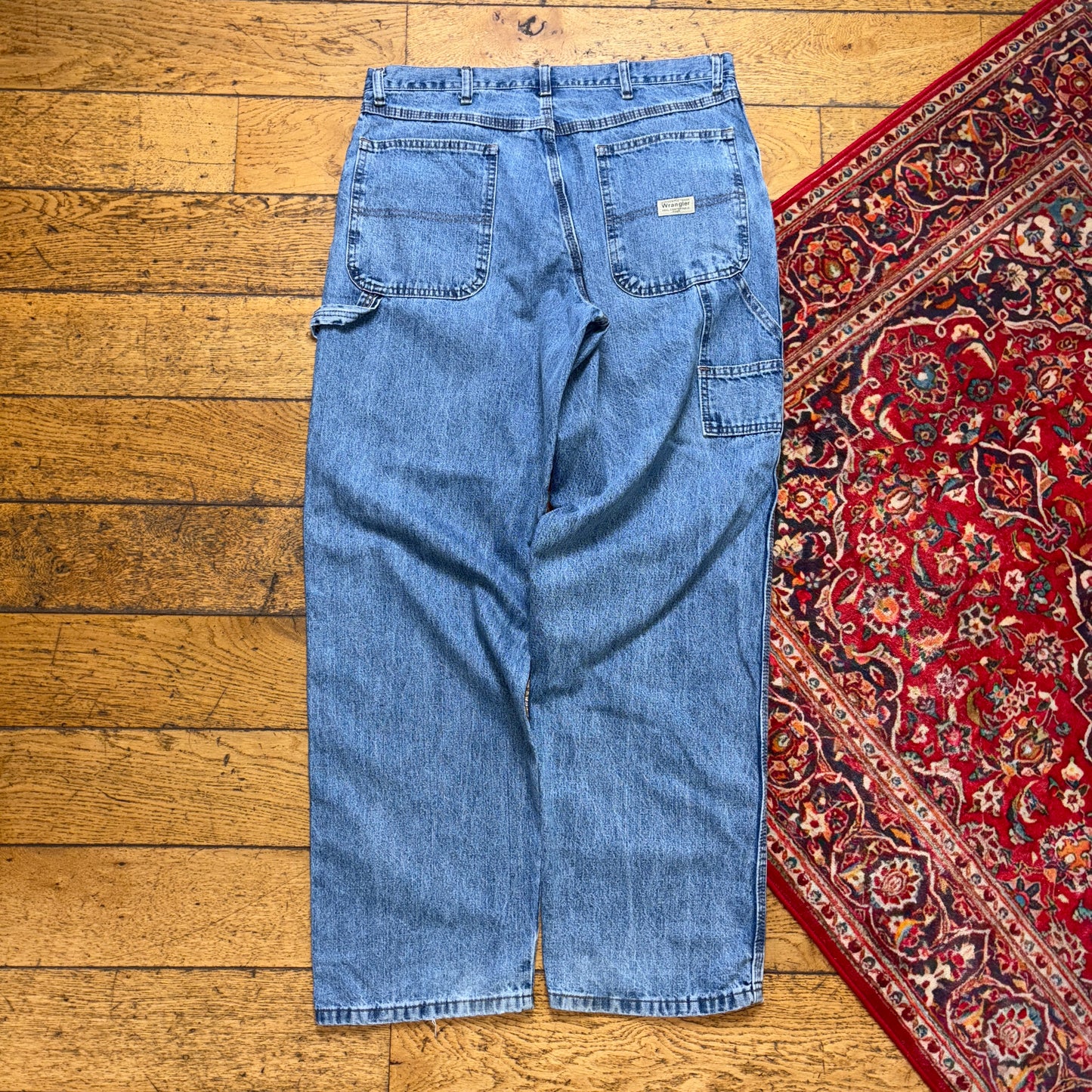Vintage Wrangler Blue Carpenter Workwear Baggy Jeans - 34R