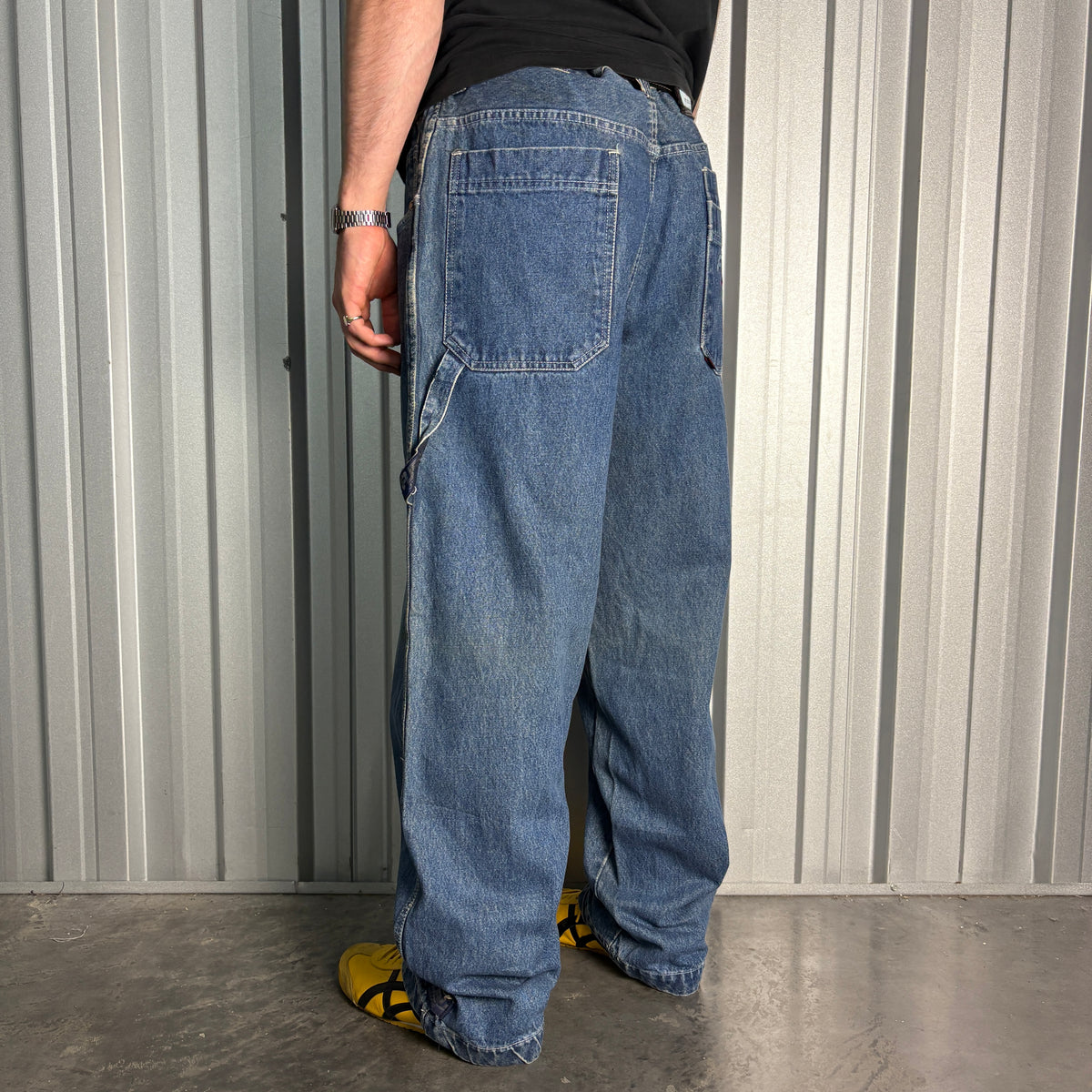 FUBU Blue Embroidered Carpenter Japanese Denim Hip Hop Y2K Baggy Jeans - 36L