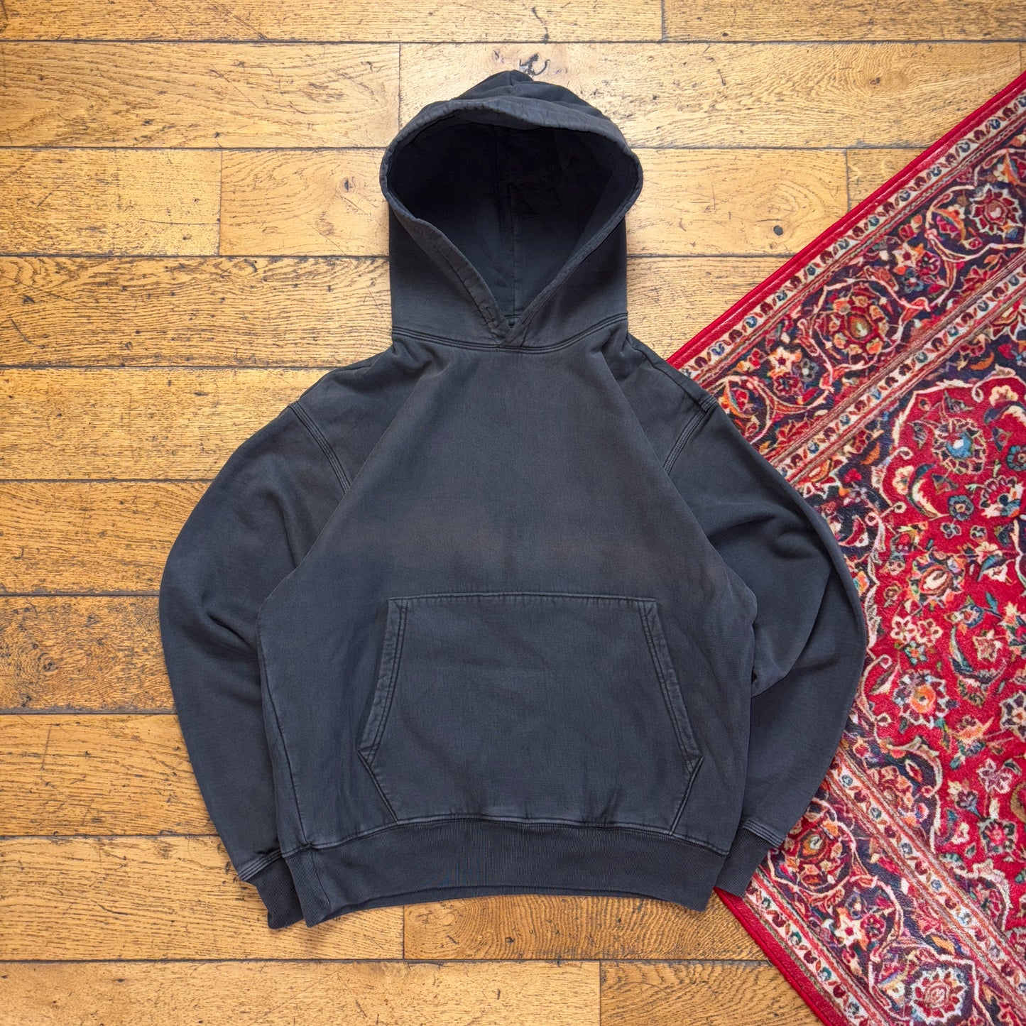 Vintage Stussy Grey Boxy Hoodie Sweatshirt - S
