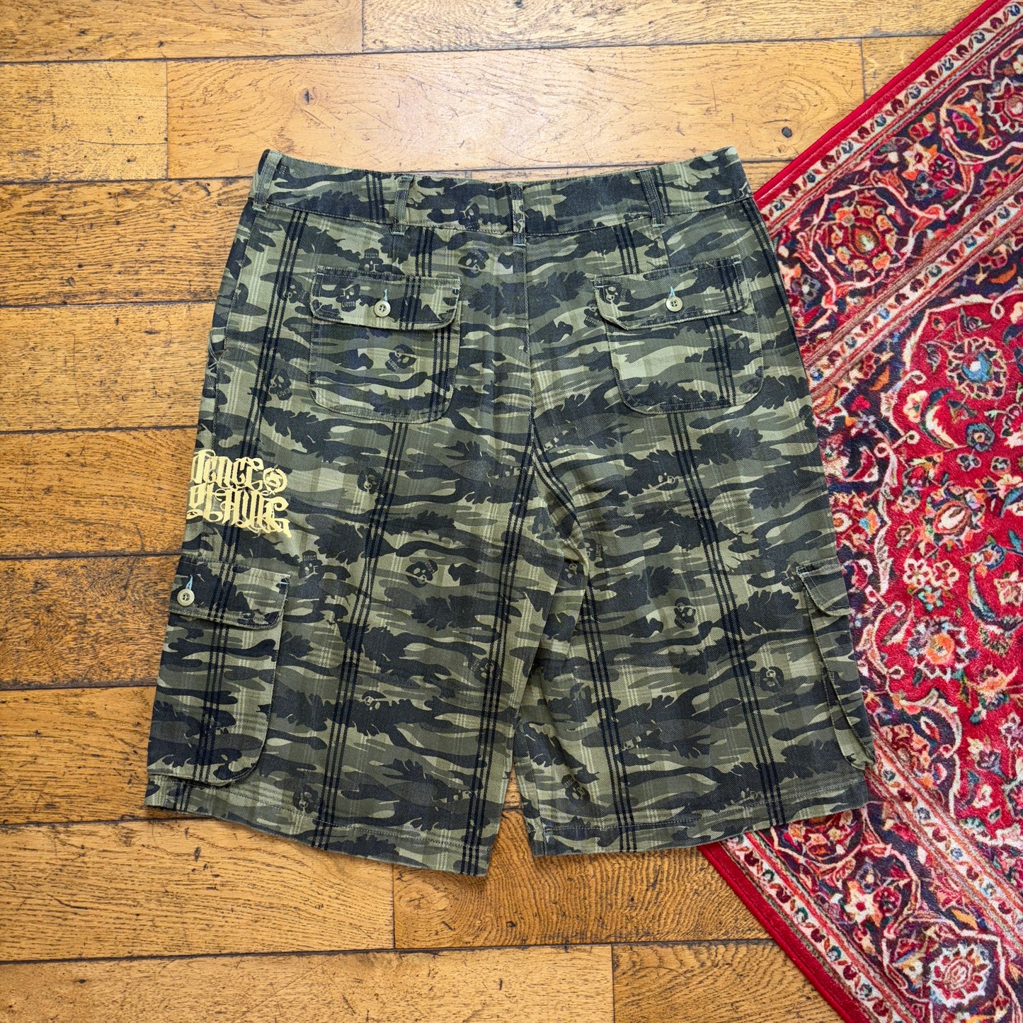 Vintage Evidence Green Camo Hip Hop Baggy Shorts Jorts - 38