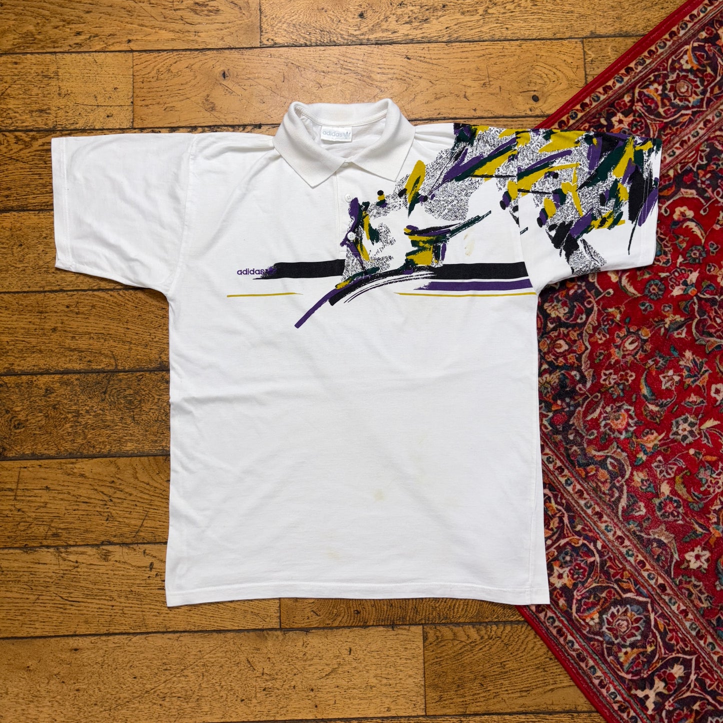 Vintage 90s Adidas White Tennis Polo Shirt - M