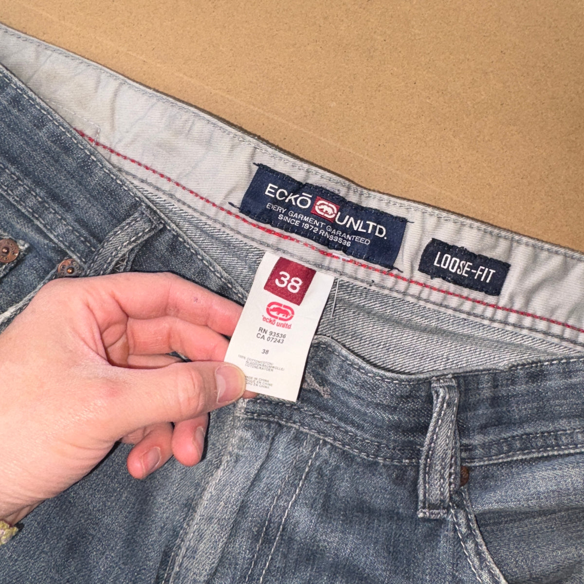 Ecko Unltd Blue Embroidered Hip Hop Y2K Baggy Jeans - 36R