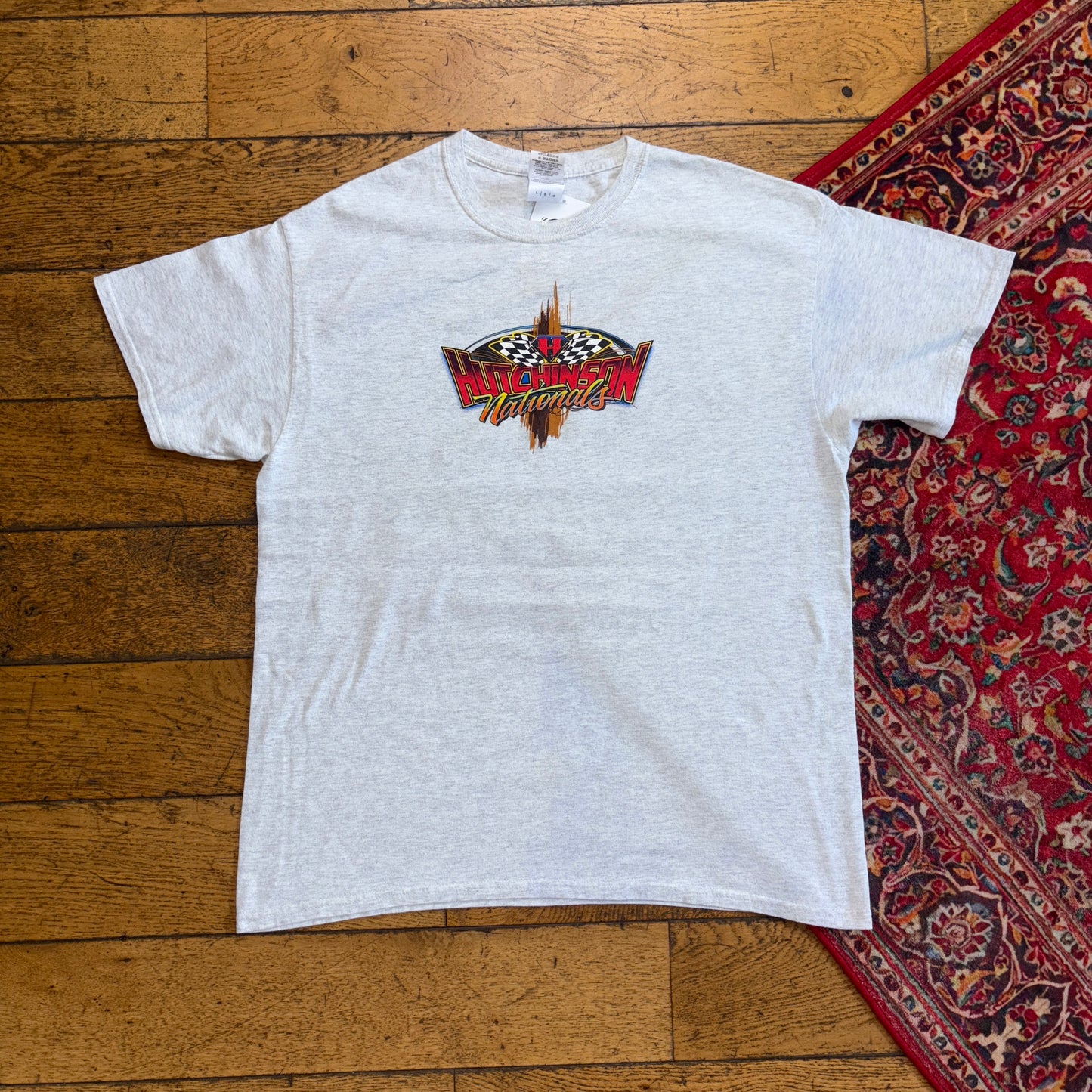 Vintage Nascar Grey Racing Graphic T-Shirt - M