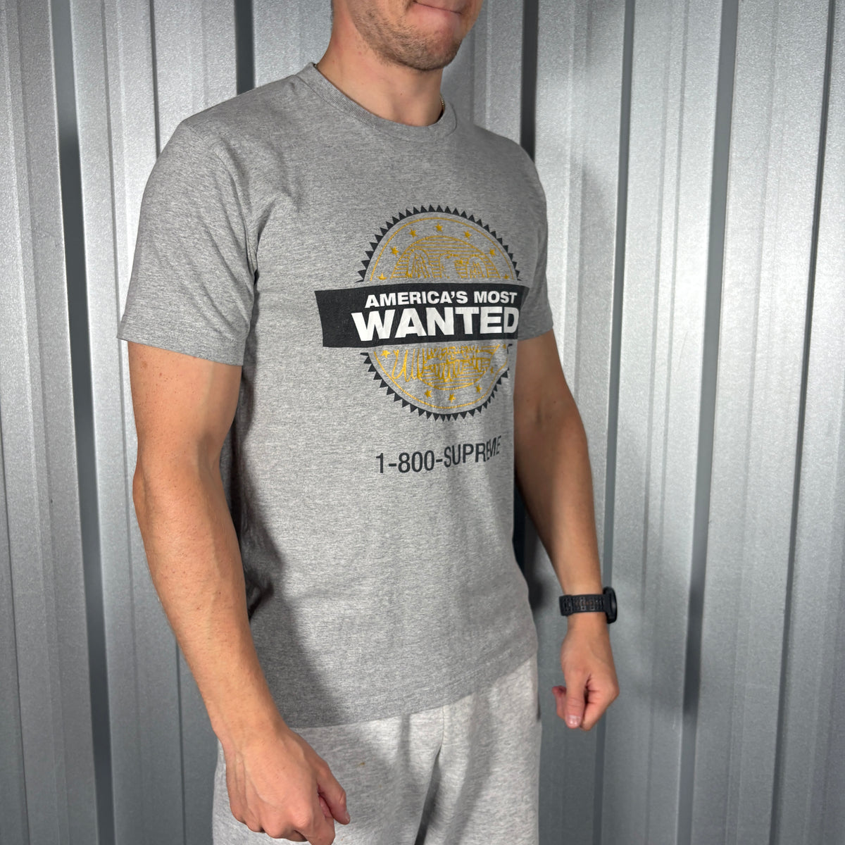 Supreme Most Wanted Grey Graphic T Shirt - XS
