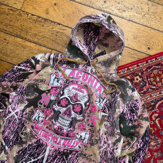 Vintage Realtree Camo Pink Womens Green Hoodie Sweatshirt - L