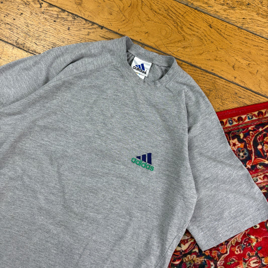 Vintage 90s Adidas Grey Graphic T-Shirt - S