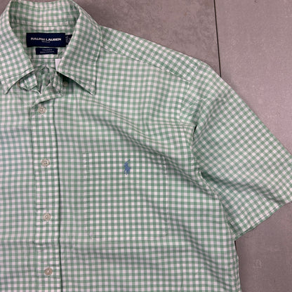 Vintage Ralph Lauren Golf Check Plaid Green Short Sleeve Shirt - M