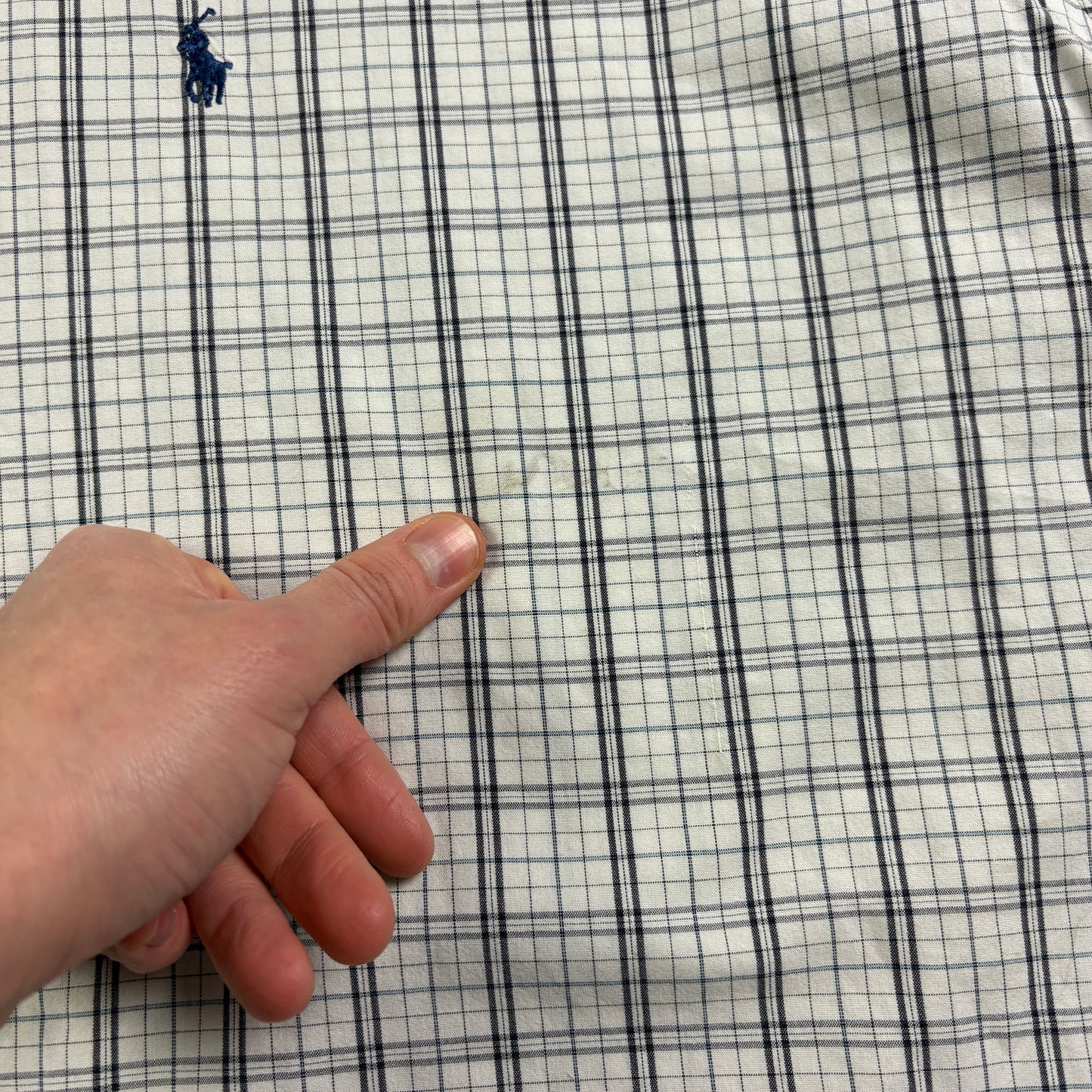 Vintage Ralph Lauren White Short Sleeve Check Embroidered Shirt - 2XL